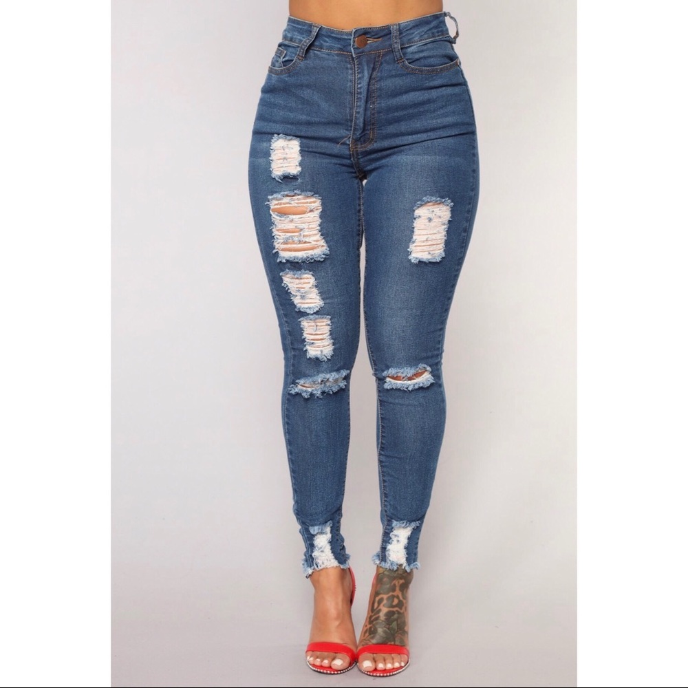 Fashion Nova Distressed High Waist Skinny Jeans
